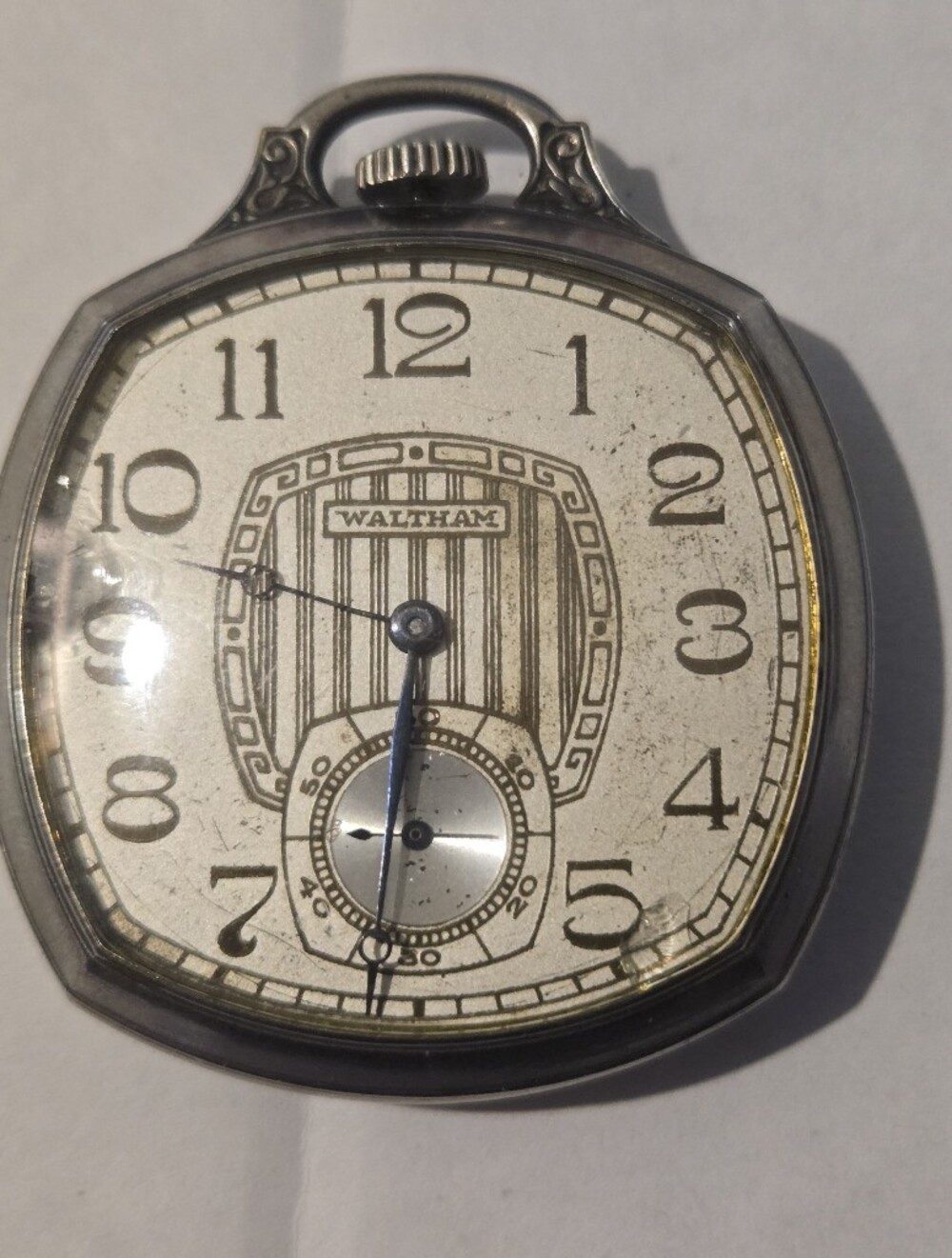 Waltham Men's Silver-Tone Vintage Pocket Watch - White Dial
